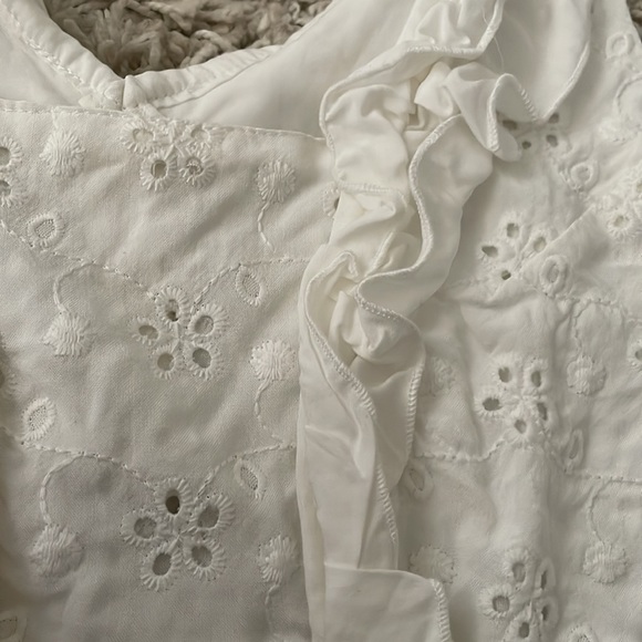 GYPSY SURF WHITE CROP TOP  EYELIT RUFFLES PEPLUM. NWT. SZ SMALL - Picture 5 of 6